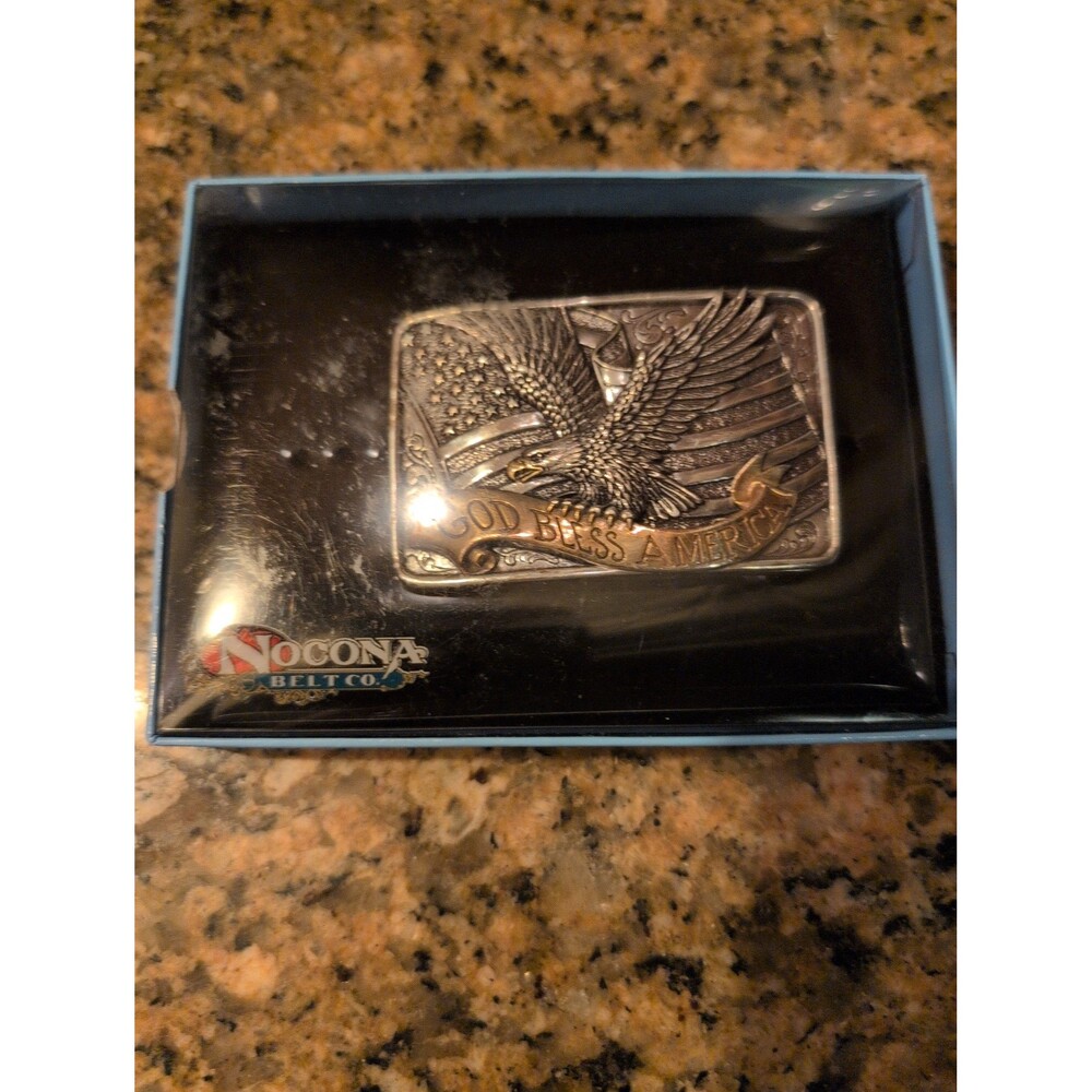 Nocona Belt Co. God Bless America Eagle Belt Buckle